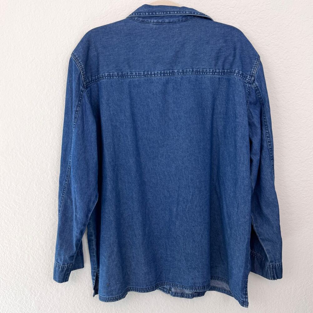 Lemon Grass Vintage Womens Button Denim Shirt Size 18W Floral Embroidered Blue - Picture 4 of 9